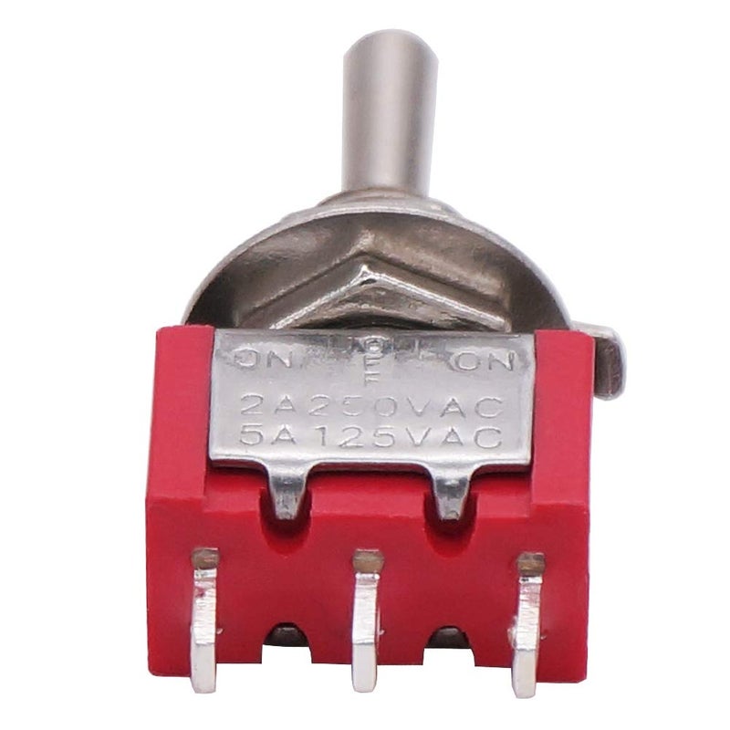 Twidec /6Pcs Mini Momentary Toggle Switch SPDT 3 Position 3 Pins (0N)-Off-(ON) Miniature Toggle Switch AC 5A/125V 2A/250V Car Boat Switches with Waterproof Cap MTS-123-MZ - Image 2
