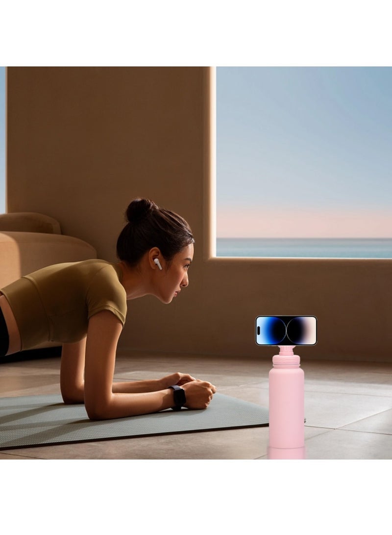 general Insulated Water Bottle for iPhone/Android Magnetic Phone Mount Stainless Steel Water Bottle w/Magnetic Phone Mount - Stainless Steel Water Bottle w/Tripod Phone Holder Perfect Gift (Pink) - Image 4