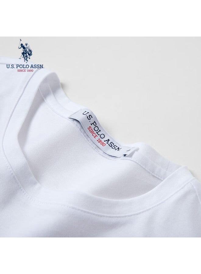 U.S. Polo Assn. U.s. Polo Assn. Men's Short Sleeve T-shirt Summer Pure Cotton White T-shirt Loose Round Neck Short Sleeve Men's Undershirt Pure White Xl  - Image 3