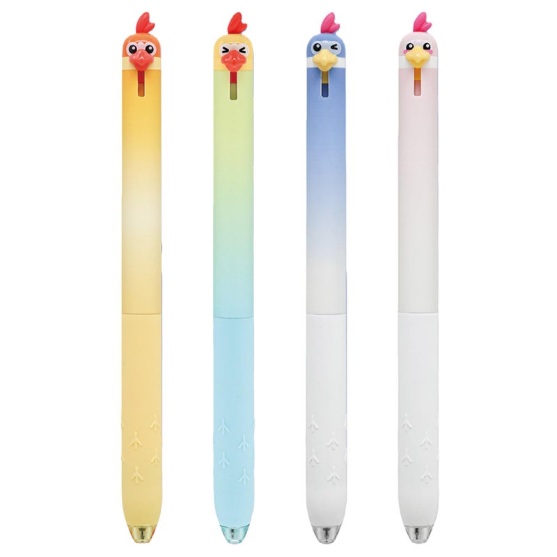 MOZXIRZ 4 Pcs Cute Gel Pens Cartoon Parrot Retractable Pens 0.5mm Black Ink Writing Pen Kawaii Animal Chick Pen for Girls Boys Women Men Office School Supplies (4Pcs Parrot) - Image 1