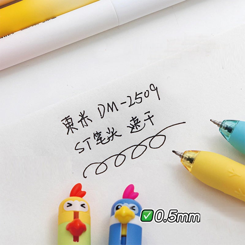 MOZXIRZ 4 Pcs Cute Gel Pens Cartoon Parrot Retractable Pens 0.5mm Black Ink Writing Pen Kawaii Animal Chick Pen for Girls Boys Women Men Office School Supplies (4Pcs Parrot) - Image 4