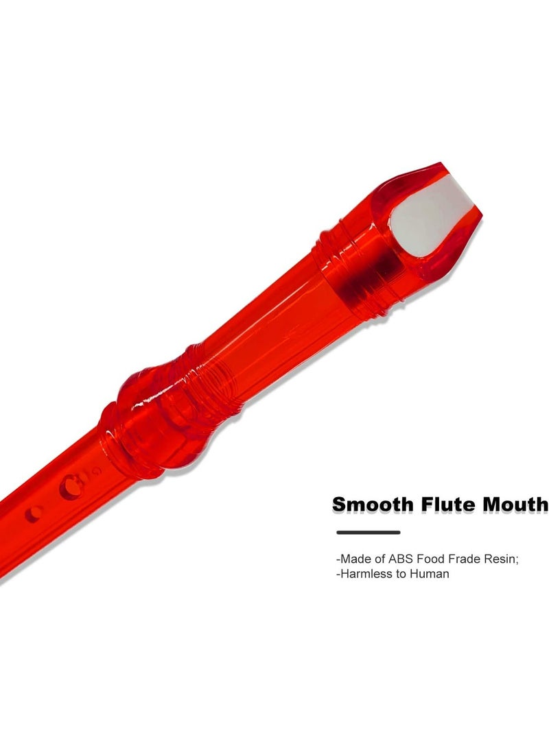 Mike Music 8-Hole Soprano Recorder Descant Flute Recorder 8 Hole ABS Clarinet Style Treble Flute C Key for Kids Children With Fingering Chart Instructions, Cleaning Rod, Plastic Bag, Transparent Red - Image 4