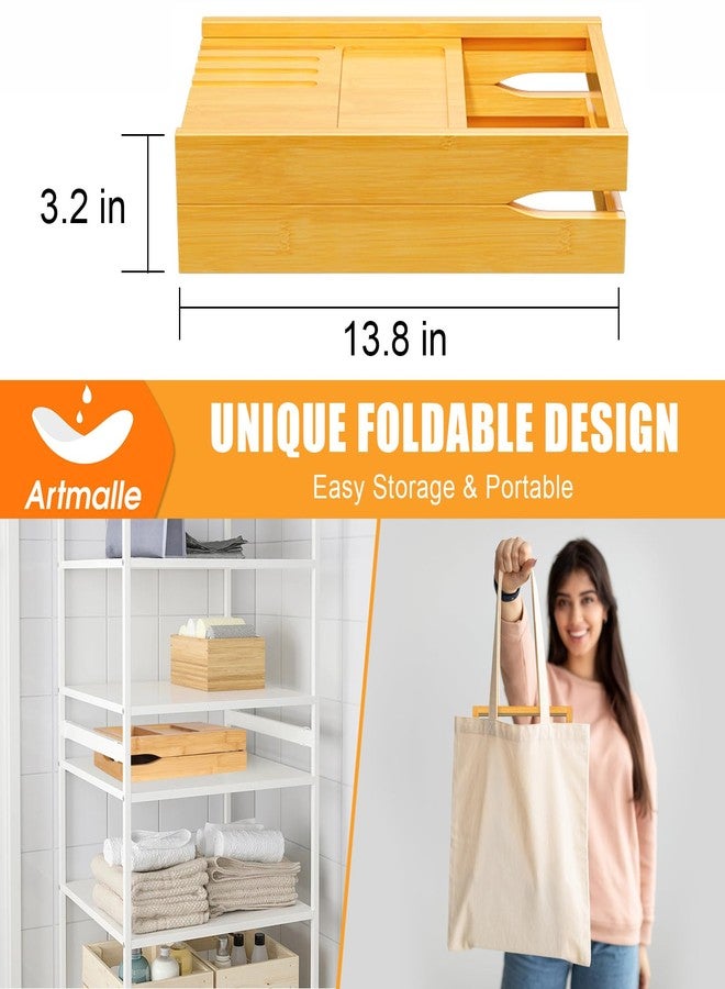 Artmalle Bathtub Caddy Tray for Tub, Expandable Bamboo Bath Table Tray with Book Stand for Home Spa Relaxing, Foldable Minimalist Bathroom Accessories for Women Men (Simple, Natural) (Natural) - Image 4