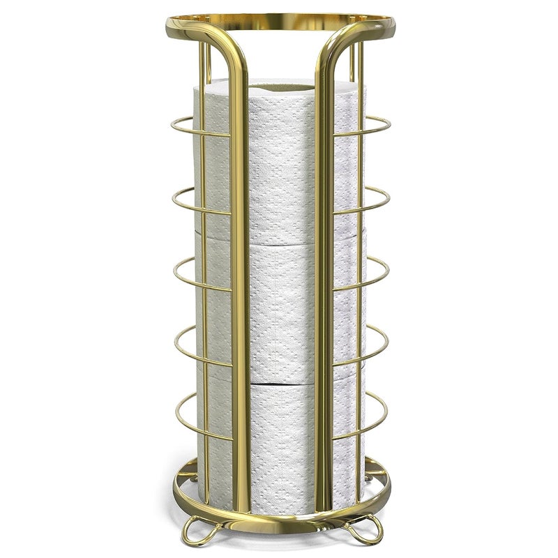 Brookstone , Gold Toilet Paper Holder, Freestanding Bathroom Tissue Organizer, Minimalistic Storage Solution, Modern & Stylish Design [Holds MEGA Rolls] - Image 1