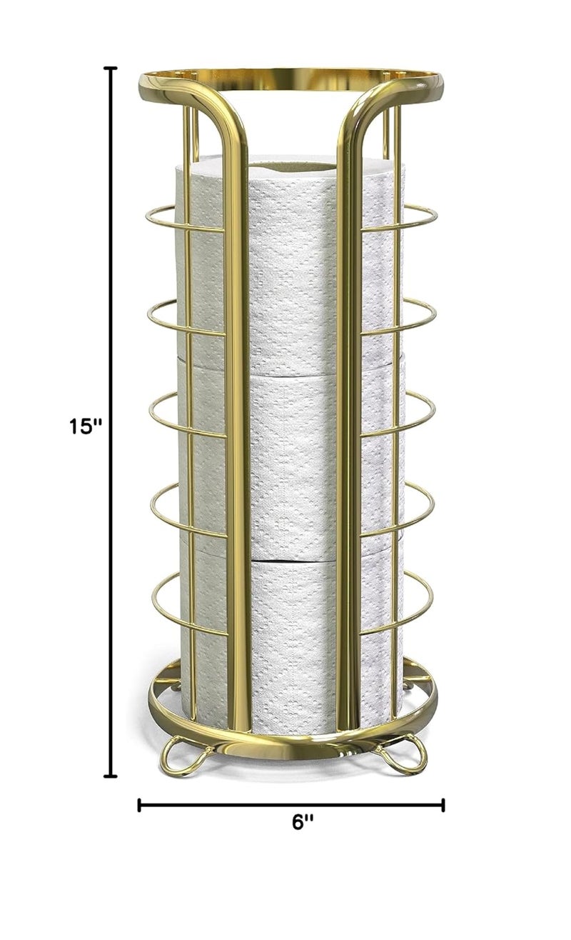 Brookstone , Gold Toilet Paper Holder, Freestanding Bathroom Tissue Organizer, Minimalistic Storage Solution, Modern & Stylish Design [Holds MEGA Rolls] - Image 5