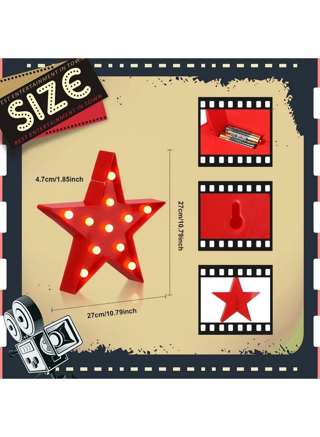 Tuanse Tuanse Movie Theater Decor Film Clapper Board Accessory and Marquee Light LED Star Sign Movie Props for Night Decorations Party Supplies  - Image 2