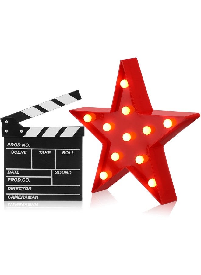 Tuanse Tuanse Movie Theater Decor Film Clapper Board Accessory and Marquee Light LED Star Sign Movie Props for Night Decorations Party Supplies  - Image 1