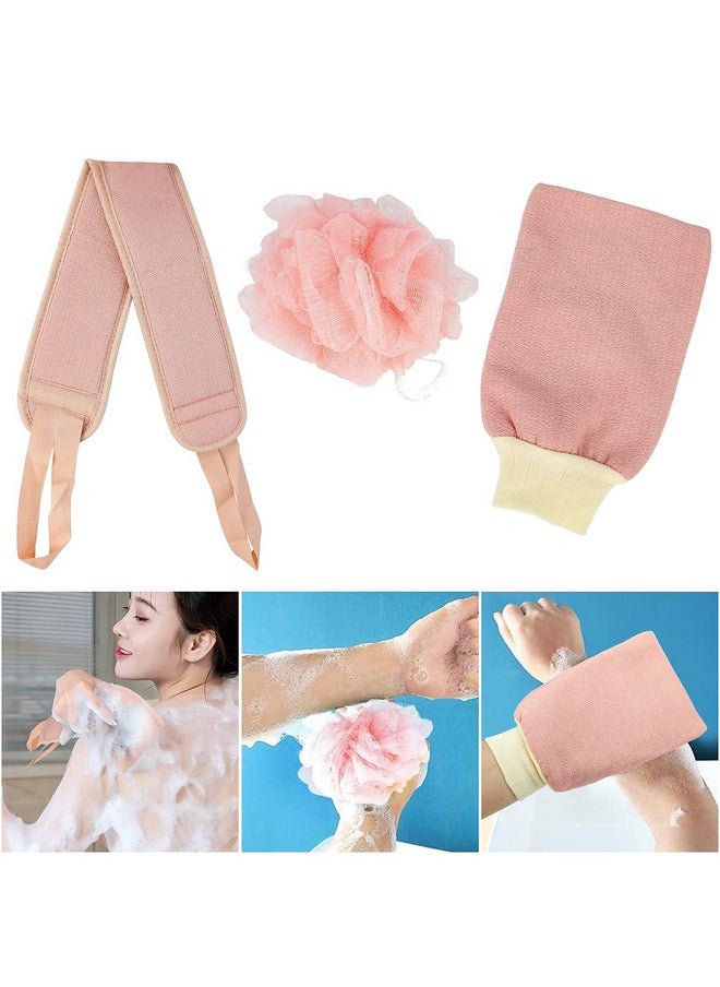VIPITH - Exfoliating Back Scrubber For Shower3 Pcs Exfoliating Glove For Body Exfoliationbath Scrub Loofah Spongeexfoliating Back Brush Washer For Deep Cleanbath Shower Scrubber For Women - Image 1
