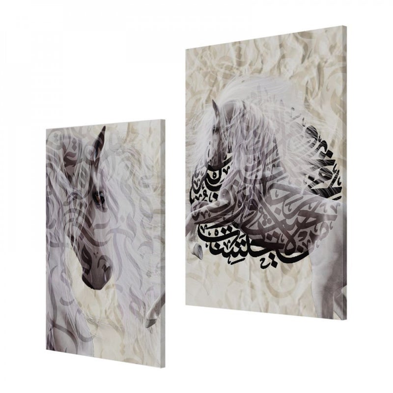 Marktna A double canvas painting with an Islamic design, total size 100 x 70 cm - Image 2