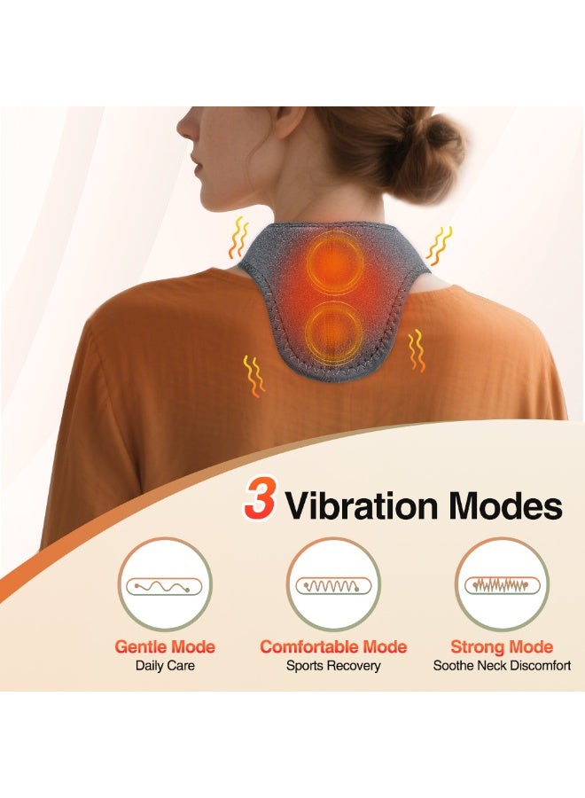 وسادة تدفئة الرقبة اللاسلكية، تدليك اهتزاز كهربائي، واقي للرقبة بخمسة مستويات تدفئة، تدفئة للرقبة والكتف، قابلة لإعادة الشحن، أفضل هدية (رمادي). - Image 4