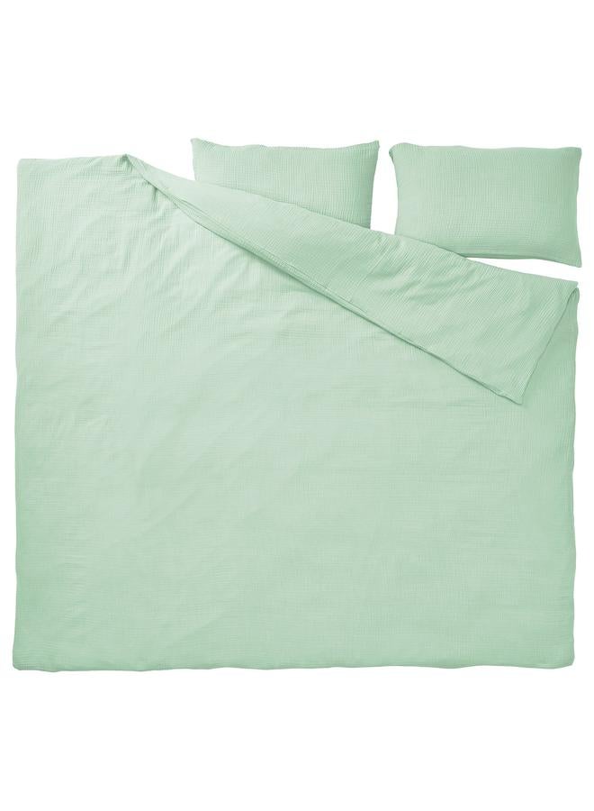 erorex Duvet Cover And 2 Pillowcases, Pale Green, 240X220/50X80 Cm - Image 5