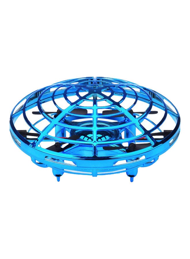 طائرة درون صغيرة UFO تعمل يدويا بتصميم طائرة مروحية رباعية تعمل بالحث بالأشعة تحت الحمراء،ألعاب كرة طائرة لون أزرق - Image 3