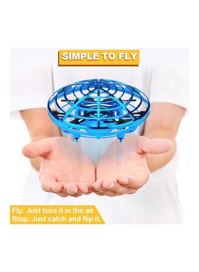 طائرة درون صغيرة UFO تعمل يدويا بتصميم طائرة مروحية رباعية تعمل بالحث بالأشعة تحت الحمراء،ألعاب كرة طائرة لون أزرق - Image 4