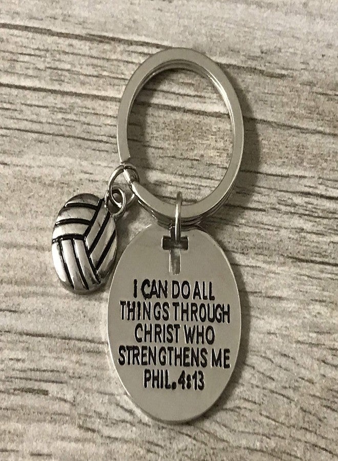 Infinity Collection SportyBella Volleyball Keychain I Can Do All Things Through Christ Phil 4:13 Engraved Charm Gift for Volleyball Players - Image 2