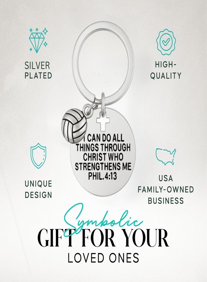 Infinity Collection SportyBella Volleyball Keychain I Can Do All Things Through Christ Phil 4:13 Engraved Charm Gift for Volleyball Players - Image 3
