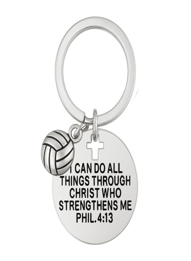 Infinity Collection SportyBella Volleyball Keychain I Can Do All Things Through Christ Phil 4:13 Engraved Charm Gift for Volleyball Players - Image 1