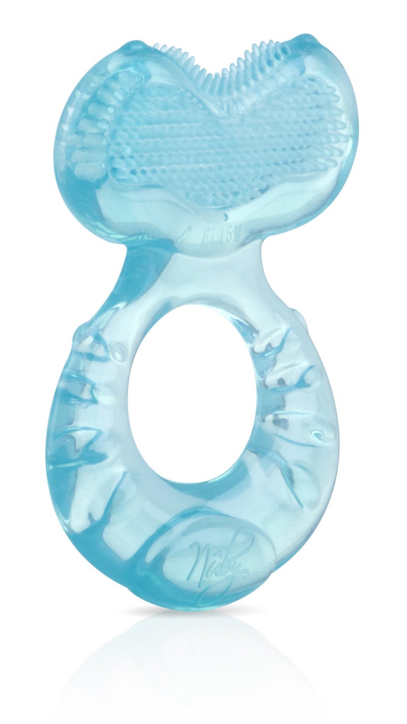 Nuby Silicone Teethe-eez Teether with Bristles, Includes Hygienic Case, Colors May Vary - Image 4