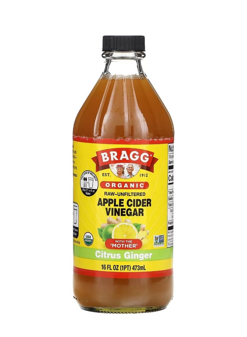 Bragg Organic Apple Cider Vinegar With The 'Mother' Citrus Ginger 16 fl oz (473 ml) - Image 1