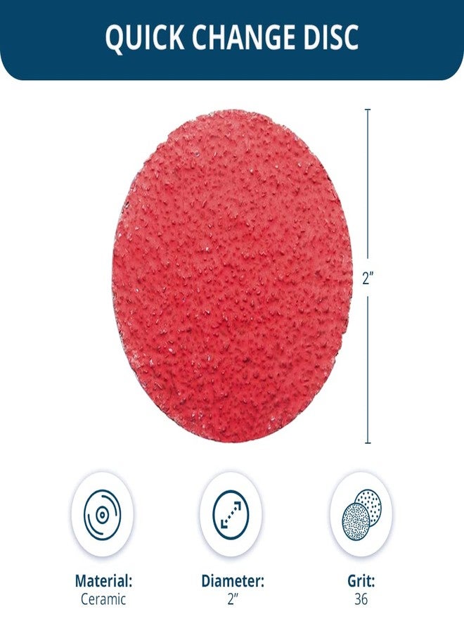 Benchmark Abrasives 2 Inch Sanding Discs Quick Change Ceramic - Drill & Die Grinder Sanding Disc for Deburring, Polishing, Rust Remover for Metal, Paint Stripper (25 Pack) - 36 Grit - Image 5