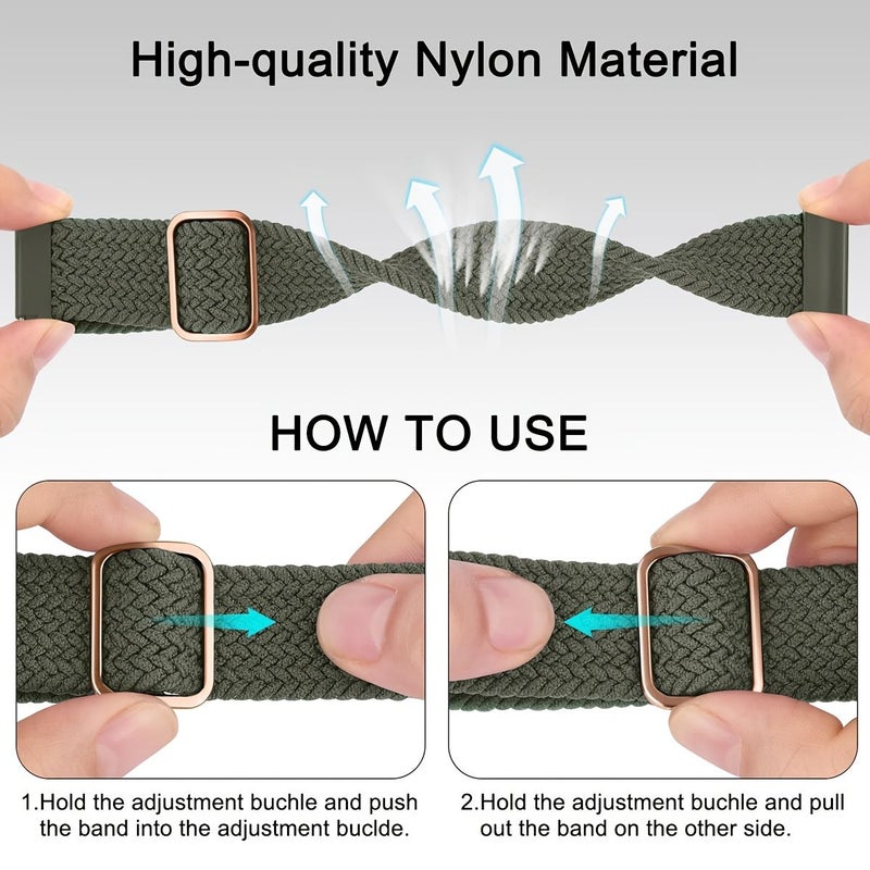 20mm Beige Braided Elastic Nylon Solo Loop Watch Band Quick Release Adjustable Sport Replacement Wristband For Men Women - Image 4