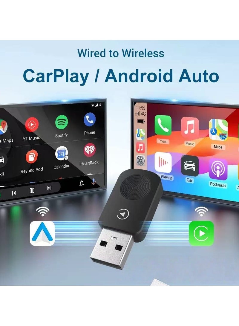 محول لاسلكي 2 في 1 لسيارات Carplay مع بلوتوث 4.2G وWiFi2.4G+5G لسيارات CarPlay/Auto السلكية - Image 1