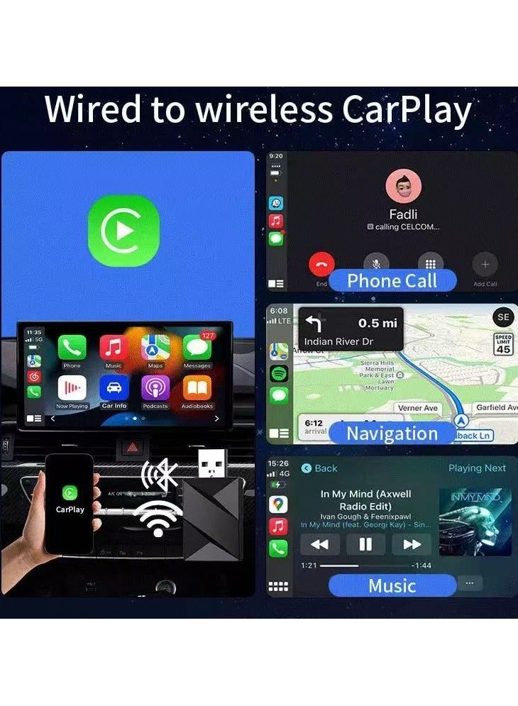 محول لاسلكي 2 في 1 لسيارات Carplay مع بلوتوث 4.2G وWiFi2.4G+5G لسيارات CarPlay/Auto السلكية - Image 3