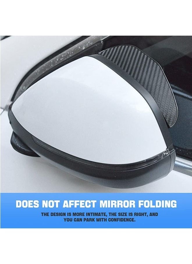 Generic Car Rear View Side Mirror Rain Shield, 4pcs Auto Truck Rear View Mirror Rain Eyebrow Sun Visor Universal Carbon Fiber Waterproof Rain Cover with 3M Fixing Sticker (Black)  - Image 3