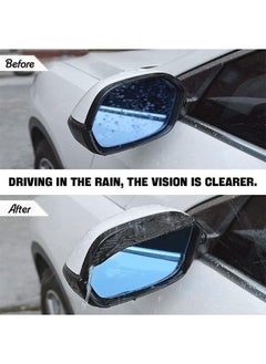 Generic Car Rear View Side Mirror Rain Shield, 4pcs Auto Truck Rear View Mirror Rain Eyebrow Sun Visor Universal Carbon Fiber Waterproof Rain Cover with 3M Fixing Sticker (Black)  - Image 4