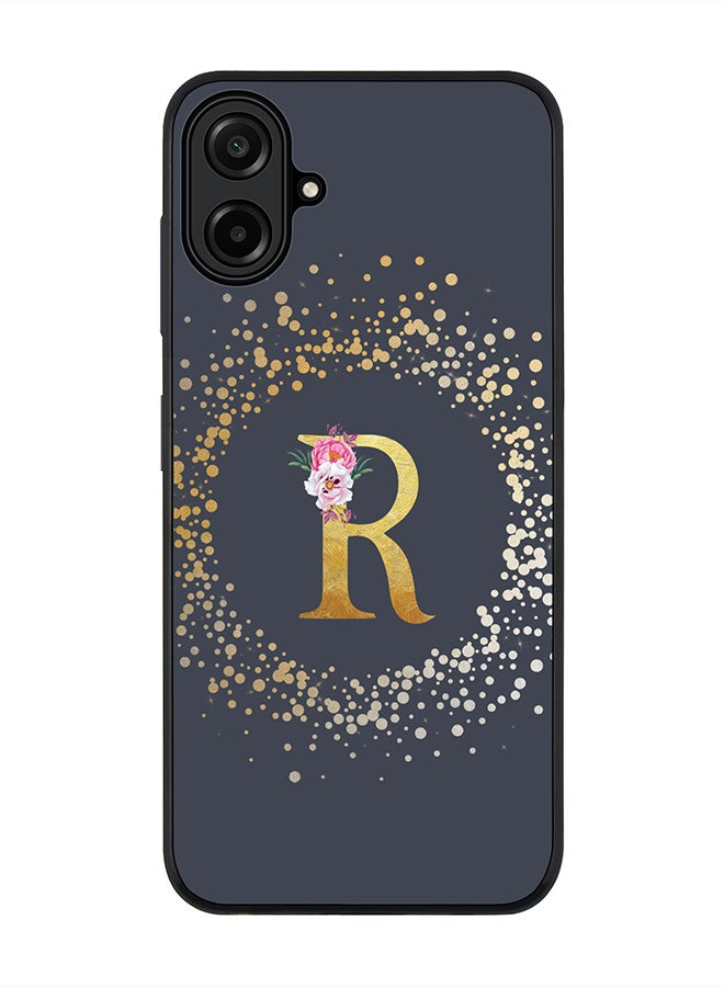 Stylizedd For Samsung Galaxy A07 4G Case,Slim fit Camera Protection, Shockproof Thin Phone cover  - Custom Monogram Floral - R  (Grey ) - Image 1
