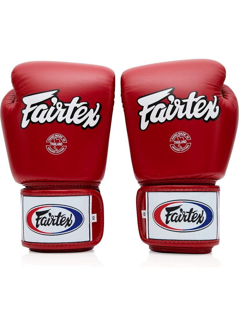 فيرتكس قفازات الملاكمة Fairtex BGV1، وزن 14 أونصة، لون أحمر - قفازات تدريب فاخرة من الجلد للملاكمة التايلاندية والملاكمة. - Image 1