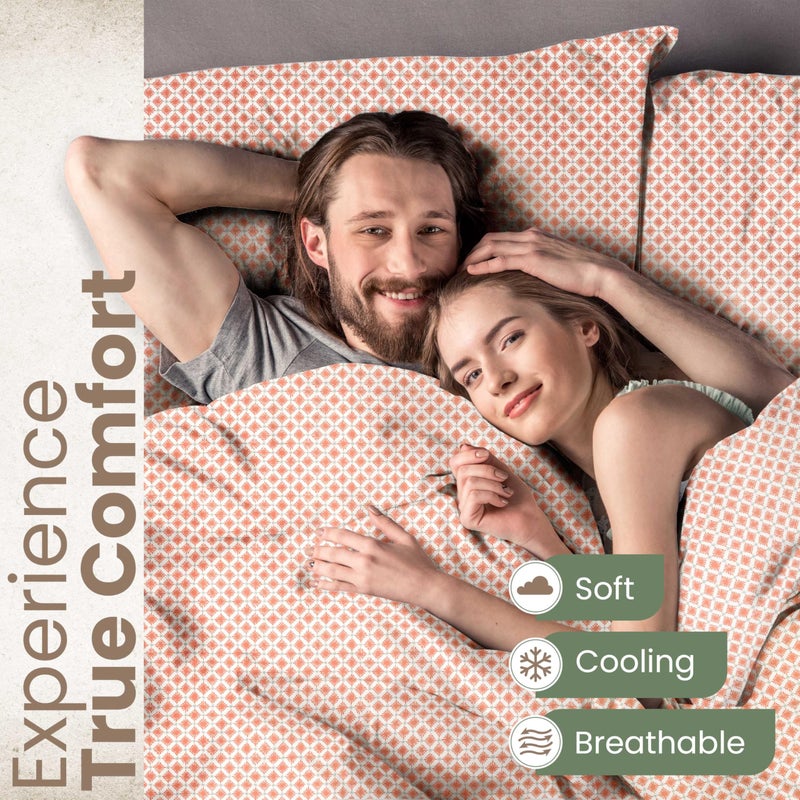 Martex 4-Piece EcoPure Queen Size Sheet Set | 100% Organic Cotton Sheets | Comfort Washed Sheets | Cooling | Deep Pocket Bed Sheets | GOTS Certified | Orange - Image 4