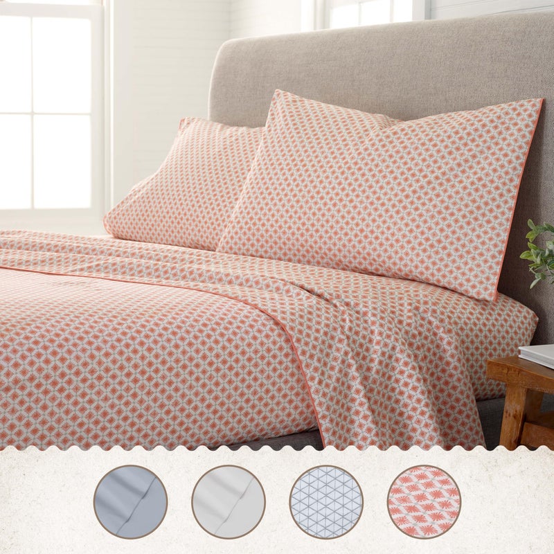 Martex 4-Piece EcoPure Queen Size Sheet Set | 100% Organic Cotton Sheets | Comfort Washed Sheets | Cooling | Deep Pocket Bed Sheets | GOTS Certified | Orange - Image 2