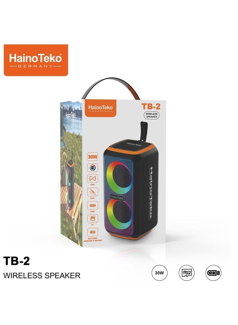 Haino Teko TB-2 Wireless Portable Bluetooth Speaker – Powerful Stereo Sound, Deep Bass, Long Battery Life, Compact Design with Hands-Free Calling, Compatible with Smartphones, Tablets & Laptops - Image 2
