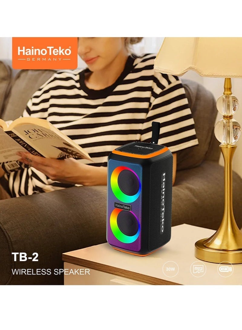 Haino Teko TB-2 Wireless Portable Bluetooth Speaker – Powerful Stereo Sound, Deep Bass, Long Battery Life, Compact Design with Hands-Free Calling, Compatible with Smartphones, Tablets & Laptops - Image 3