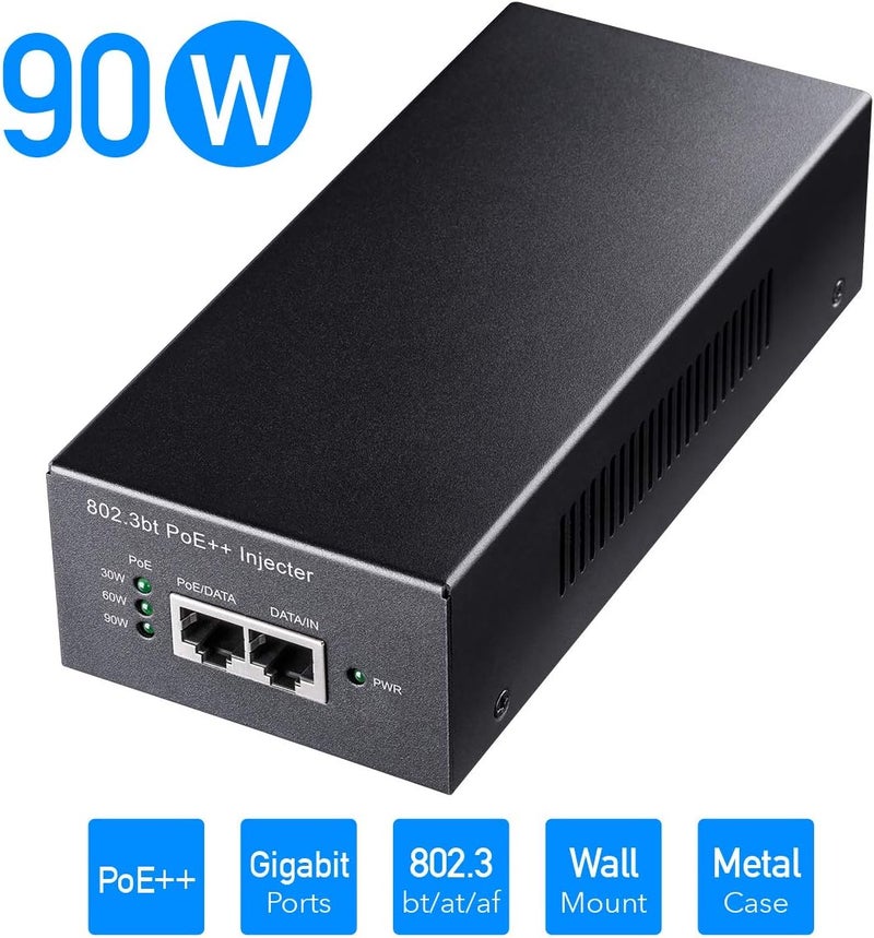 cudy POE400 90W Gigabit Ultra PoE++ Injector Adapter, IEEE 802.3 bt /802.3at/802.3af Compliant, Up to 90W Ultra Power Supply, 10/100/1000Mbps Shielded RJ-45, Plug & Play, Metal housing - Image 2