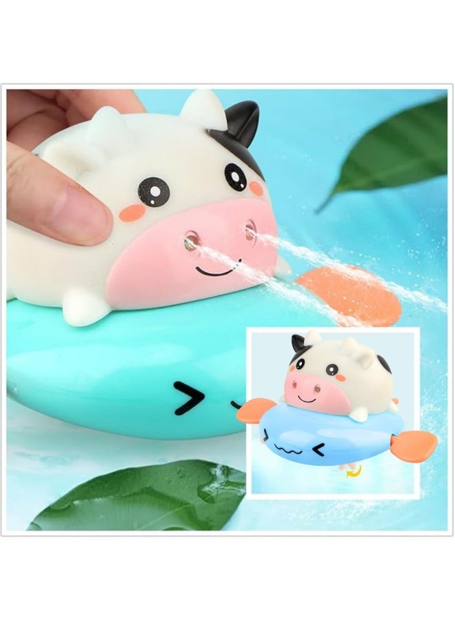 6 Pcs Cute Baby Bath Toys Set Clockwork Bathtub Swimming Pool Toys Animals turtle dolphin crab duck Penguin and cow, Design for Toddlers Infants Boys Girls - Image 5