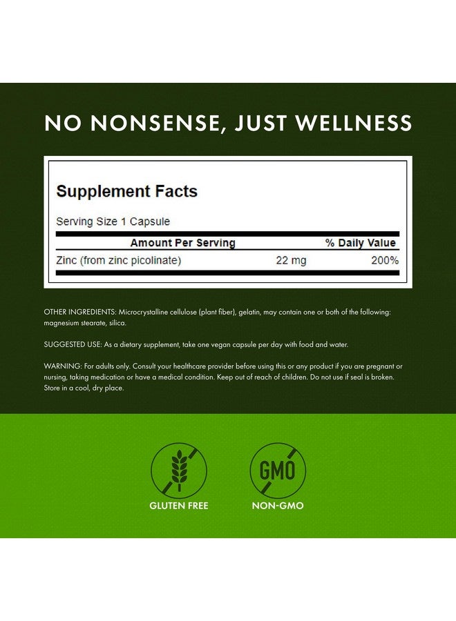 Swanson Zinc Picolinate - Mineral Supplement Promoting Prostate Health, Vision Health, & Immune Support - Body Preferred Form of Chelated Zinc - (60 Capsules, 22mg Each) - Image 3