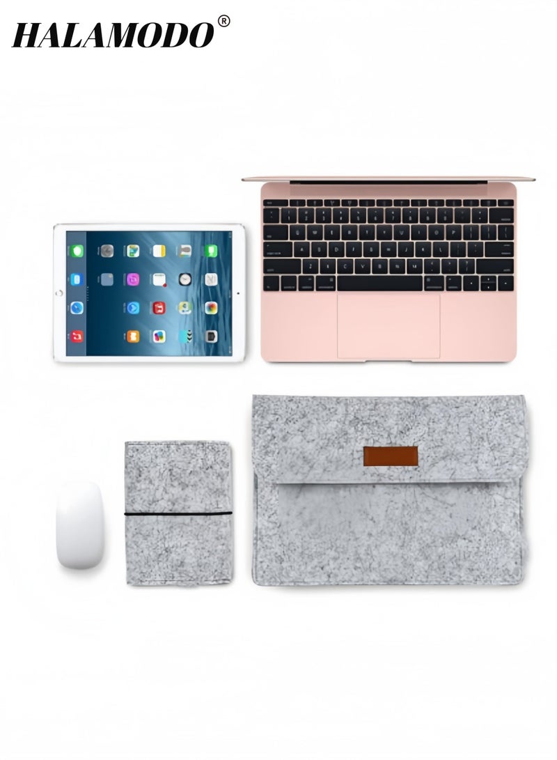 HALAMODO 13'' Felt Sleeve Storage Bag with Small Felt Accessory Bag Laptop Sleeve Case Storage Bag Felt Portable Notebook Tablet PC Case Protective Bag  - Image 4