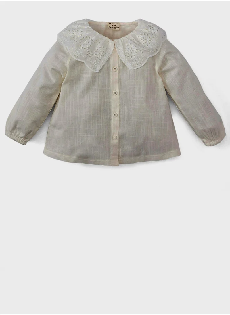 DeFacto Baby Girl Big Collar Linen Look Long Sleeve Shirt