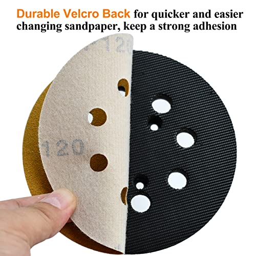 Aiyard 5-Inch 8-Hole Hook and Loop Sanding Discs 120-Grit Random Orbit Sandpaper, 50-Pack - Image 4