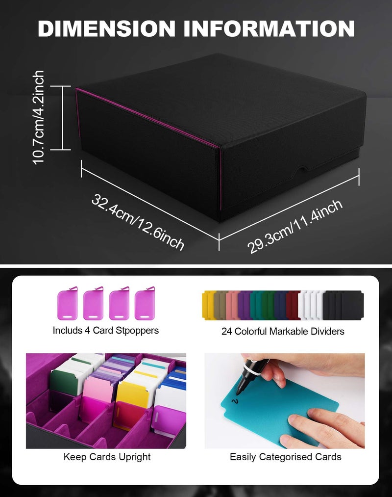 Zlca Card Storage Box For Mtg Ptcg  Commander Deck Box Holds 2400+ Cards  Card Storage Case With 4 Stoppers  Card Organizer For Tcg Sport Cards(Black&Purple) - Image 3