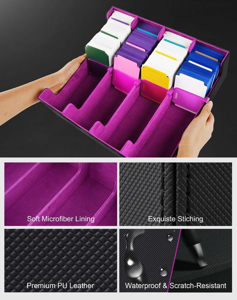 Zlca Card Storage Box For Mtg Ptcg  Commander Deck Box Holds 2400+ Cards  Card Storage Case With 4 Stoppers  Card Organizer For Tcg Sport Cards(Black&Purple) - Image 5