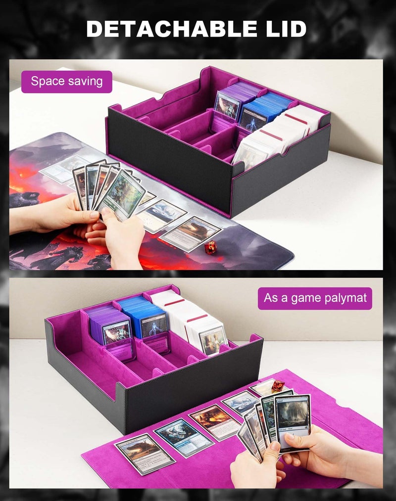 Zlca Card Storage Box For Mtg Ptcg  Commander Deck Box Holds 2400+ Cards  Card Storage Case With 4 Stoppers  Card Organizer For Tcg Sport Cards(Black&Purple) - Image 4