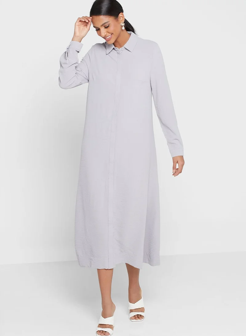 ANOTAH Longline Collar Neck Dress