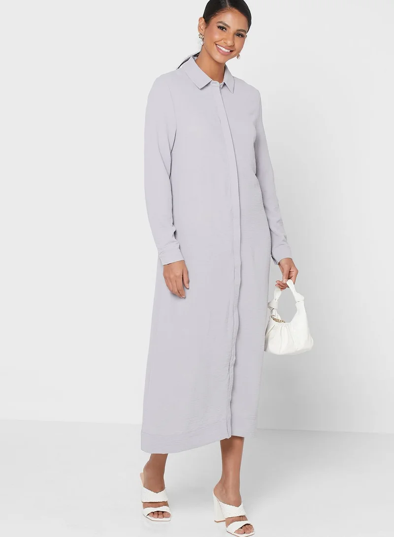 ANOTAH Longline Collar Neck Dress