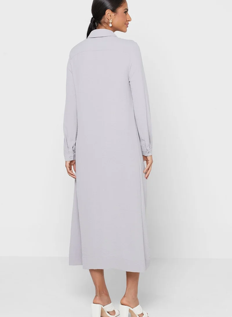 ANOTAH Longline Collar Neck Dress