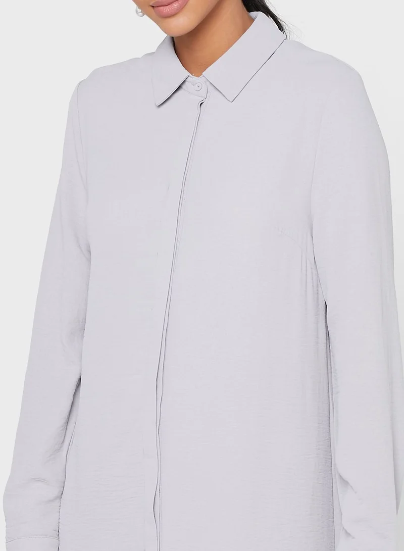 ANOTAH Longline Collar Neck Dress