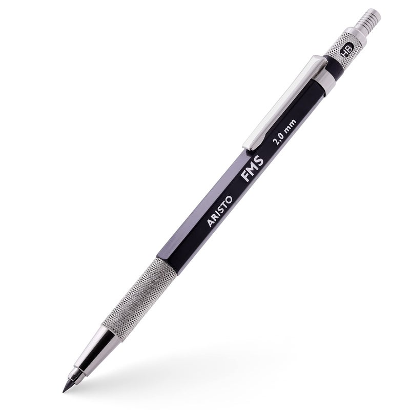 Aristo 2.0mm Mechanical Clutch Lead Pen Pencil | Matt Black | Hexagonal Body | FMS Series | Ideal for Writing Drafting Drawing Sketching Artist - Image 1