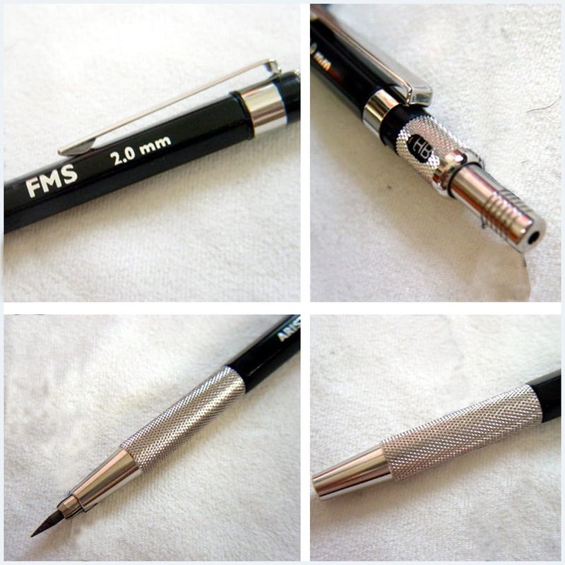 Aristo 2.0mm Mechanical Clutch Lead Pen Pencil | Matt Black | Hexagonal Body | FMS Series | Ideal for Writing Drafting Drawing Sketching Artist - Image 4