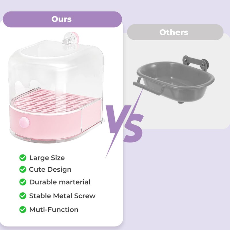 mini&moe Bird Bath for Cage, 4 in 1 Multifunction Birds House/Bath/Litter Box/Feeder Room, Bird Cage Accessories for Pet Birds Conure Budgies Cockatiels Lovebird,Finches, Parakeets, Mannikin, White - Image 5